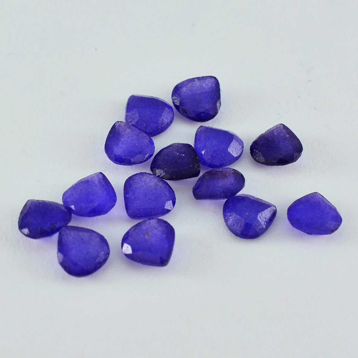 Riyogems 1 Stück natürlicher blauer Jaspis, facettiert, 6 x 6 mm, Herzform, toller, hochwertiger loser Stein