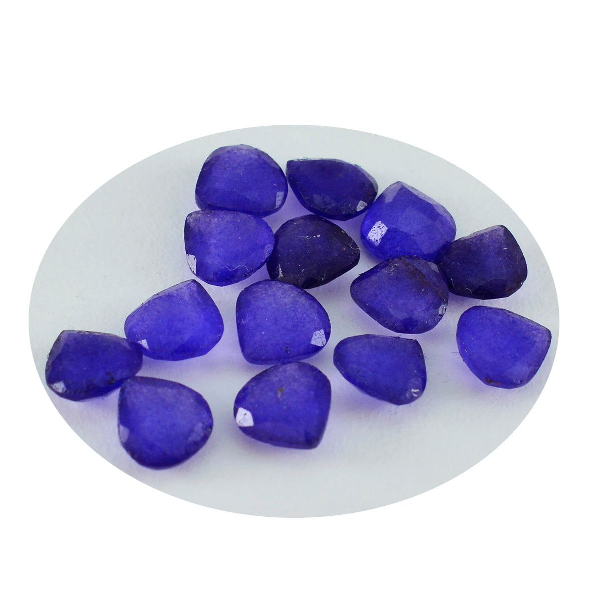 Riyogems 1 pièce de jaspe bleu véritable à facettes 7x7mm en forme de cœur qualité fantastique pierre précieuse en vrac