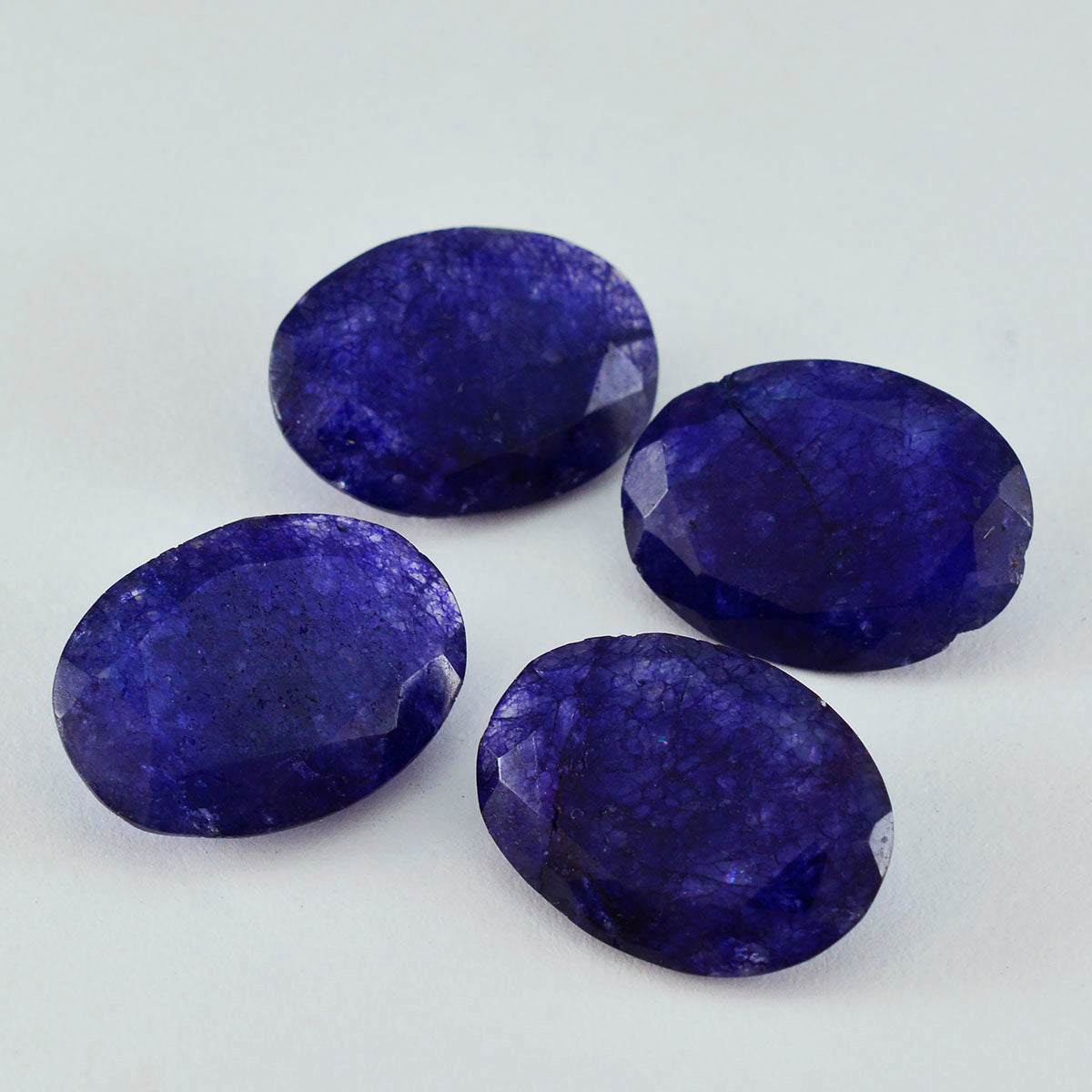Riyogems 1pc véritable jaspe bleu à facettes 10x14mm forme ovale belle qualité pierres précieuses en vrac
