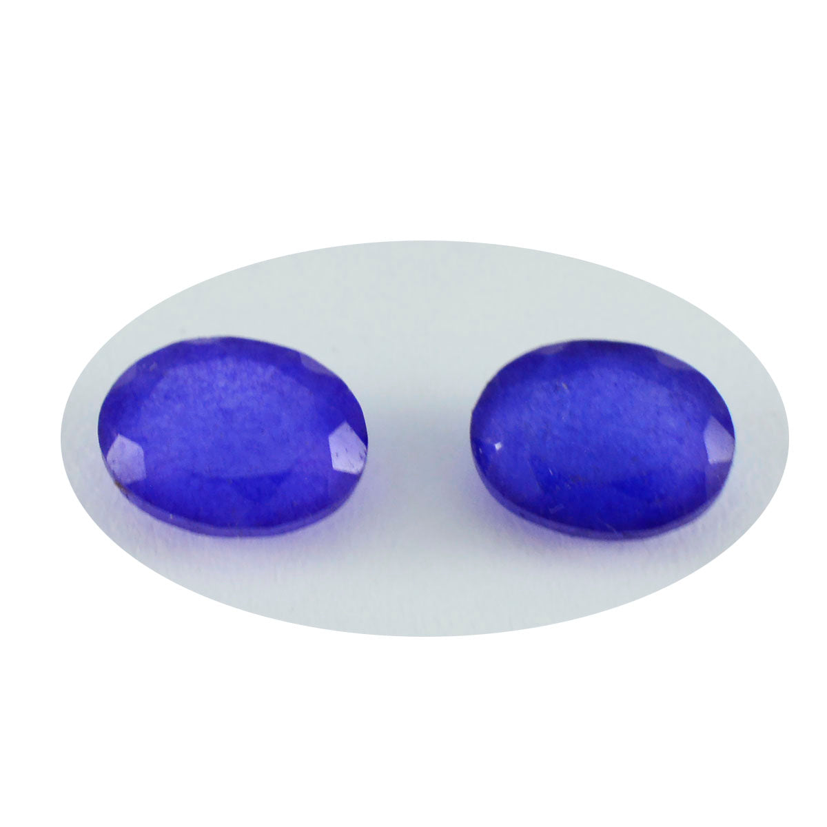 Riyogems 1 Stück natürlicher blauer Jaspis, facettiert, 6 x 8 mm, ovale Form, wunderschöner Qualitäts-Edelstein