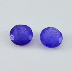 Riyogems 1 pièce véritable jaspe bleu à facettes 10x10mm forme ronde qualité aaa pierre précieuse en vrac