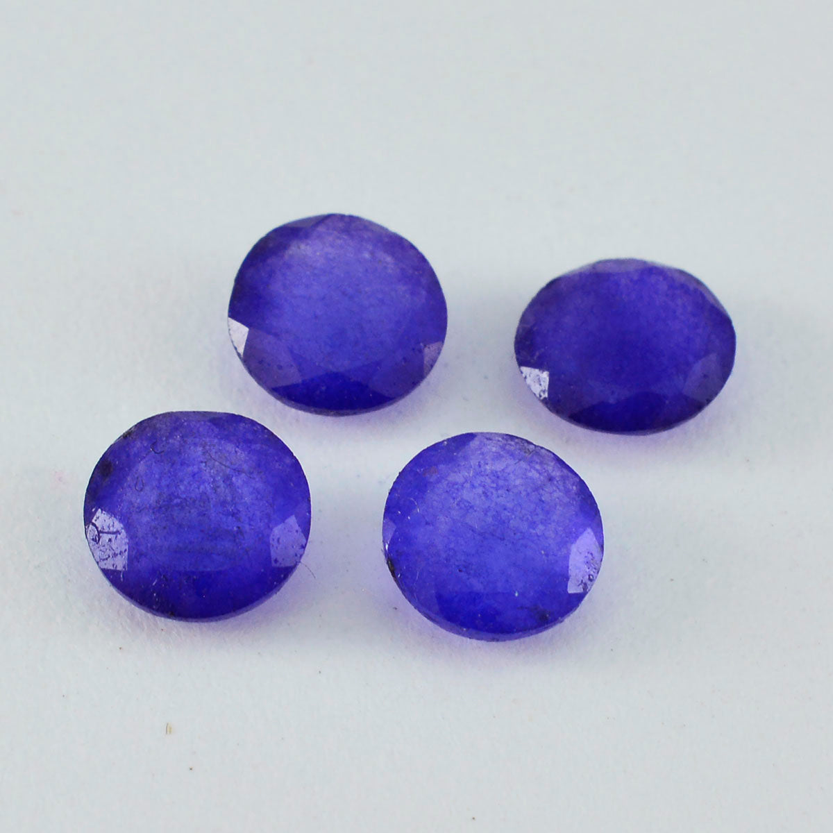 Riyogems 1 Stück natürlicher blauer Jaspis, facettiert, 11 x 11 mm, runde Form, A+-Qualitäts-Edelstein
