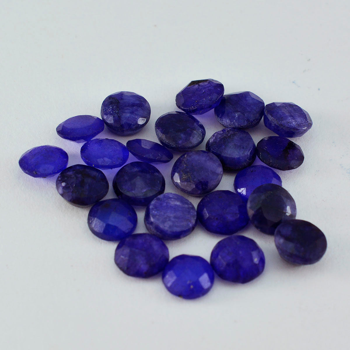 Riyogems 1 pièce jaspe bleu naturel à facettes 5x5mm forme ronde pierre de qualité beauté