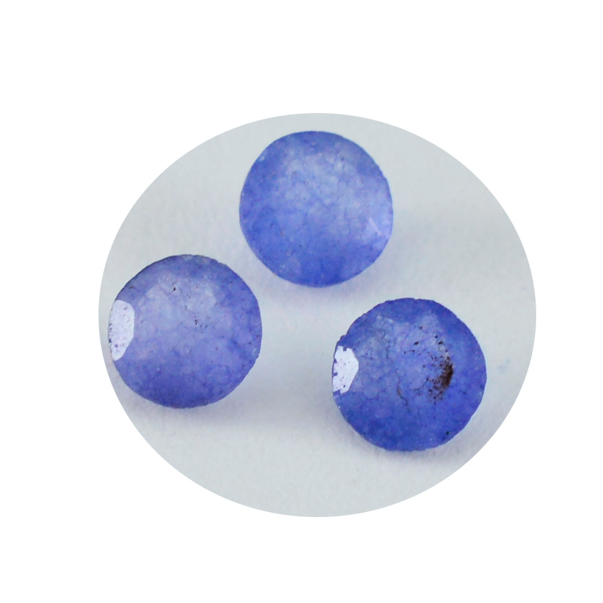 Riyogems 1 Stück natürlicher blauer Jaspis, facettiert, 8 x 8 mm, runde Form, A-Qualität, lose Edelsteine