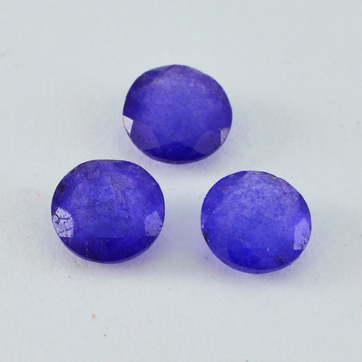 Riyogems 1 Stück echter blauer Jaspis, facettiert, 9 x 9 mm, runde Form, AA-Qualität, loser Stein