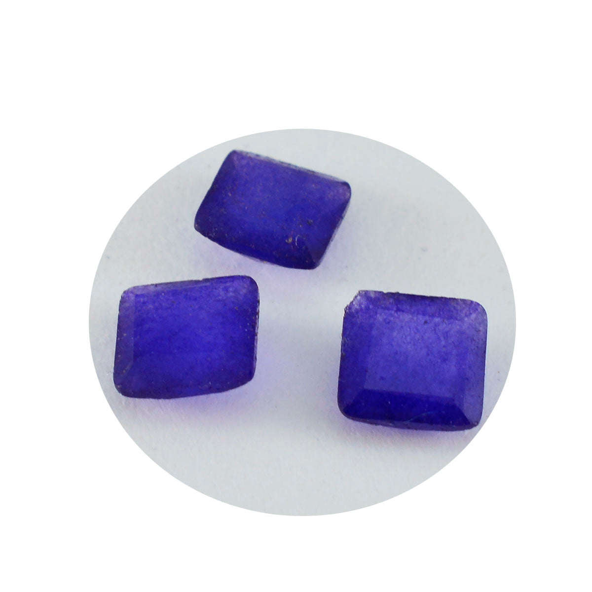 Riyogems 1 Stück natürlicher blauer Jaspis, facettiert, 10 x 10 mm, quadratische Form, gut aussehende Qualitätsedelsteine