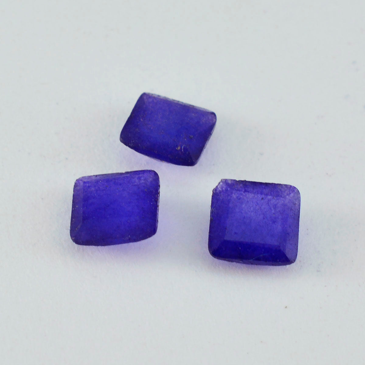 riyogems 1pc ナチュラル ブルー ジャスパー ファセット 10x10 mm 正方形の形状の見栄えの良い品質の宝石