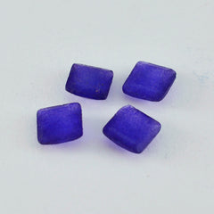 Riyogems 1 Stück echter blauer Jaspis, facettiert, 6 x 6 mm, quadratische Form, schöne, hochwertige lose Edelsteine