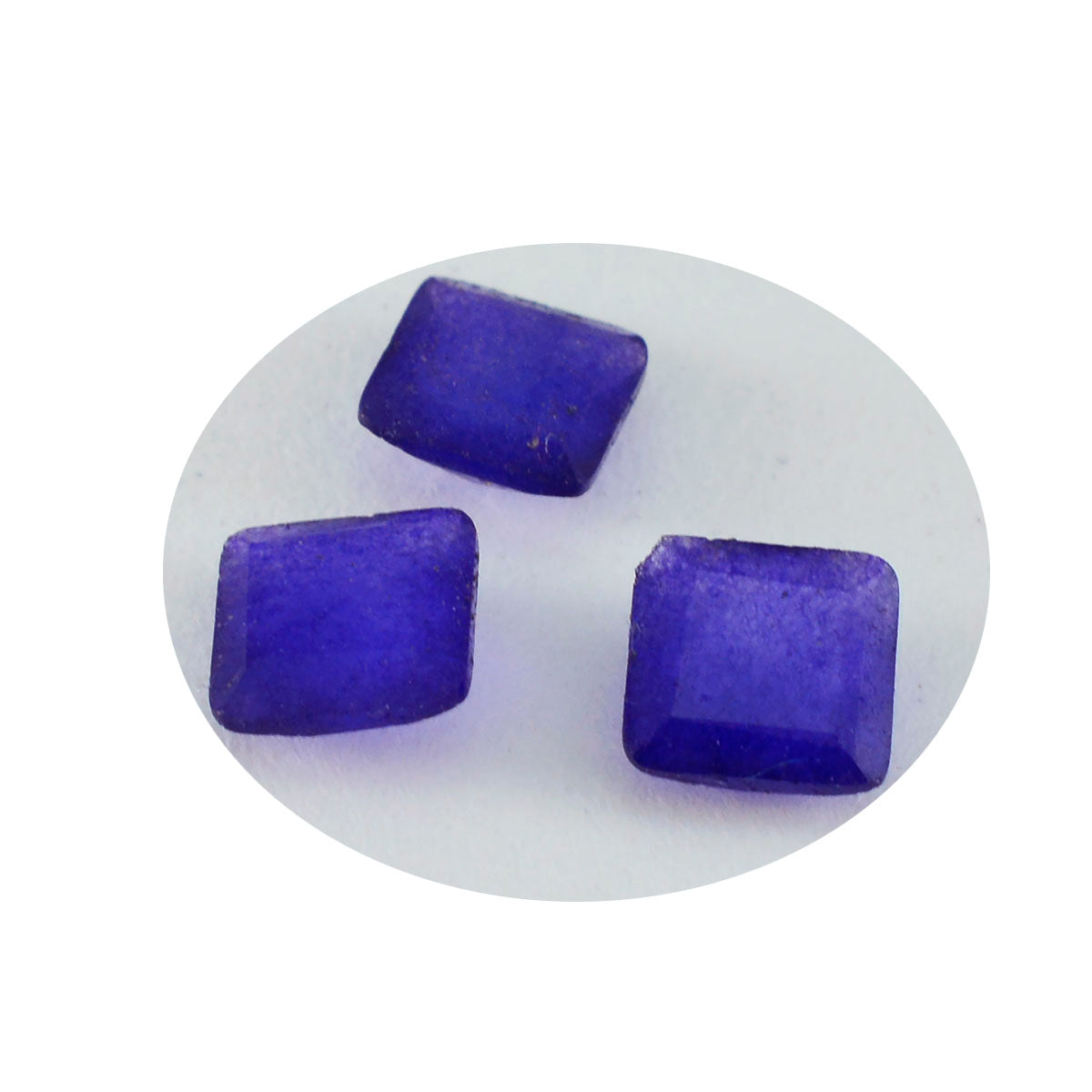 Riyogems 1 pièce jaspe bleu naturel à facettes 7x7mm forme carrée pierre en vrac de qualité attrayante
