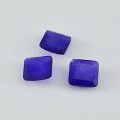 Riyogems 1 Stück natürlicher blauer Jaspis, facettiert, 7 x 7 mm, quadratische Form, attraktiver, hochwertiger loser Stein