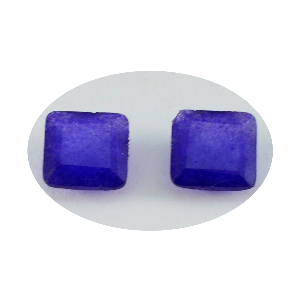 Riyogems 1 Stück echter blauer Jaspis, facettiert, 8 x 8 mm, quadratische Form, hübscher, hochwertiger, loser Edelstein