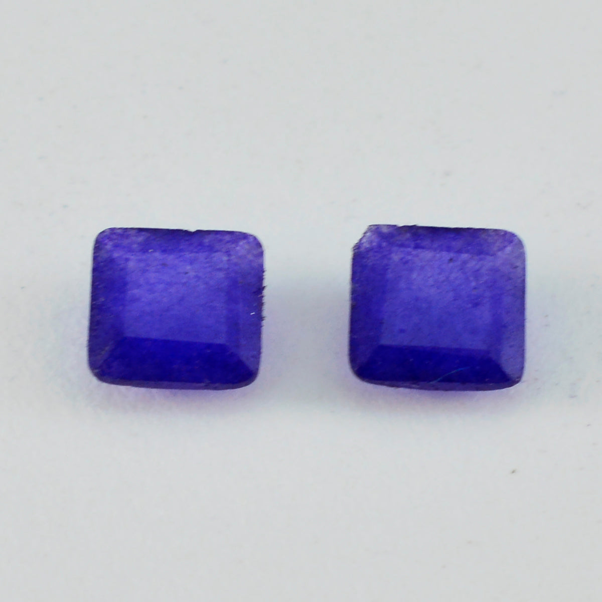riyogems 1pc リアル ブルー ジャスパー ファセット 8x8 mm 正方形の形状のかなり品質のルース宝石