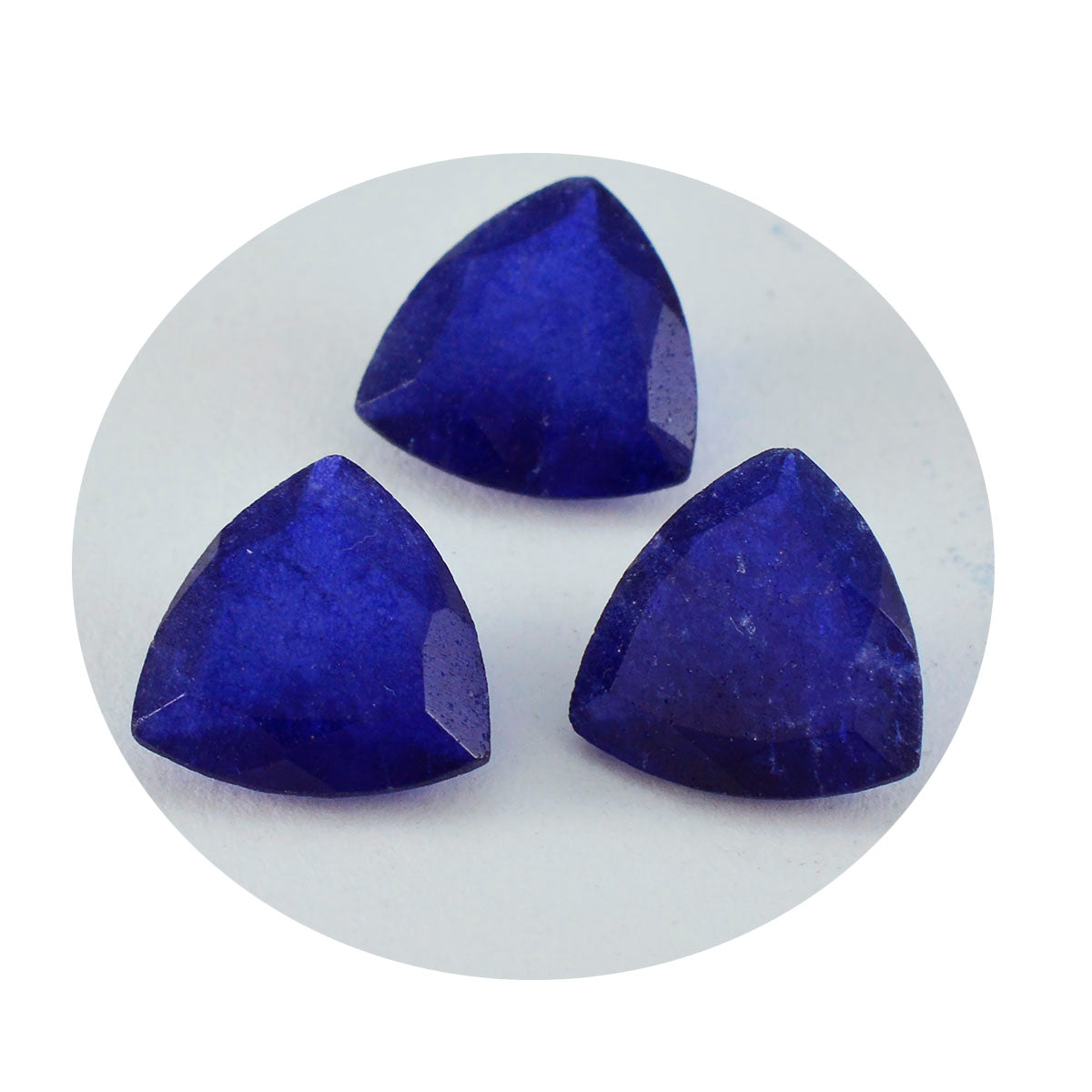 Riyogems 1pc jaspe bleu naturel à facettes 12x12mm forme trillion pierre de qualité surprenante