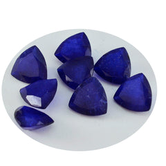 Riyogems 1 pièce véritable jaspe bleu à facettes 8x8mm forme de trillion belle qualité pierre en vrac