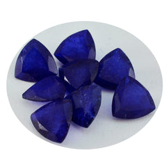 Riyogems 1 Stück natürlicher blauer Jaspis, facettiert, 9 x 9 mm, Billionenform, hübscher, hochwertiger, loser Edelstein