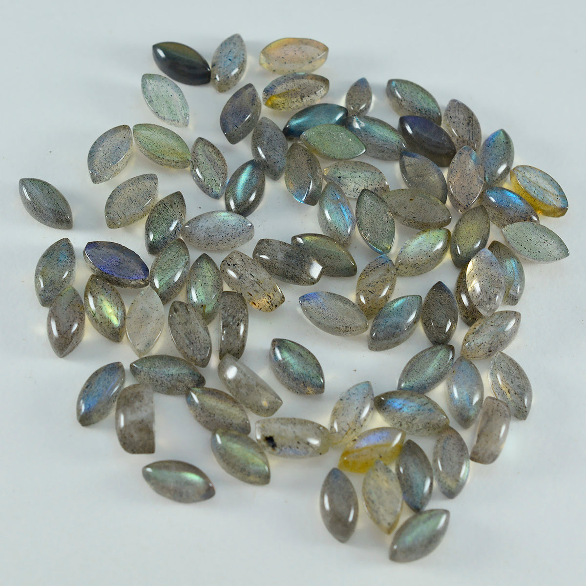 Riyogems 1PC Grey Labradorite Cabochon 3x6 mm Marquise Shape nice-looking Quality Gems