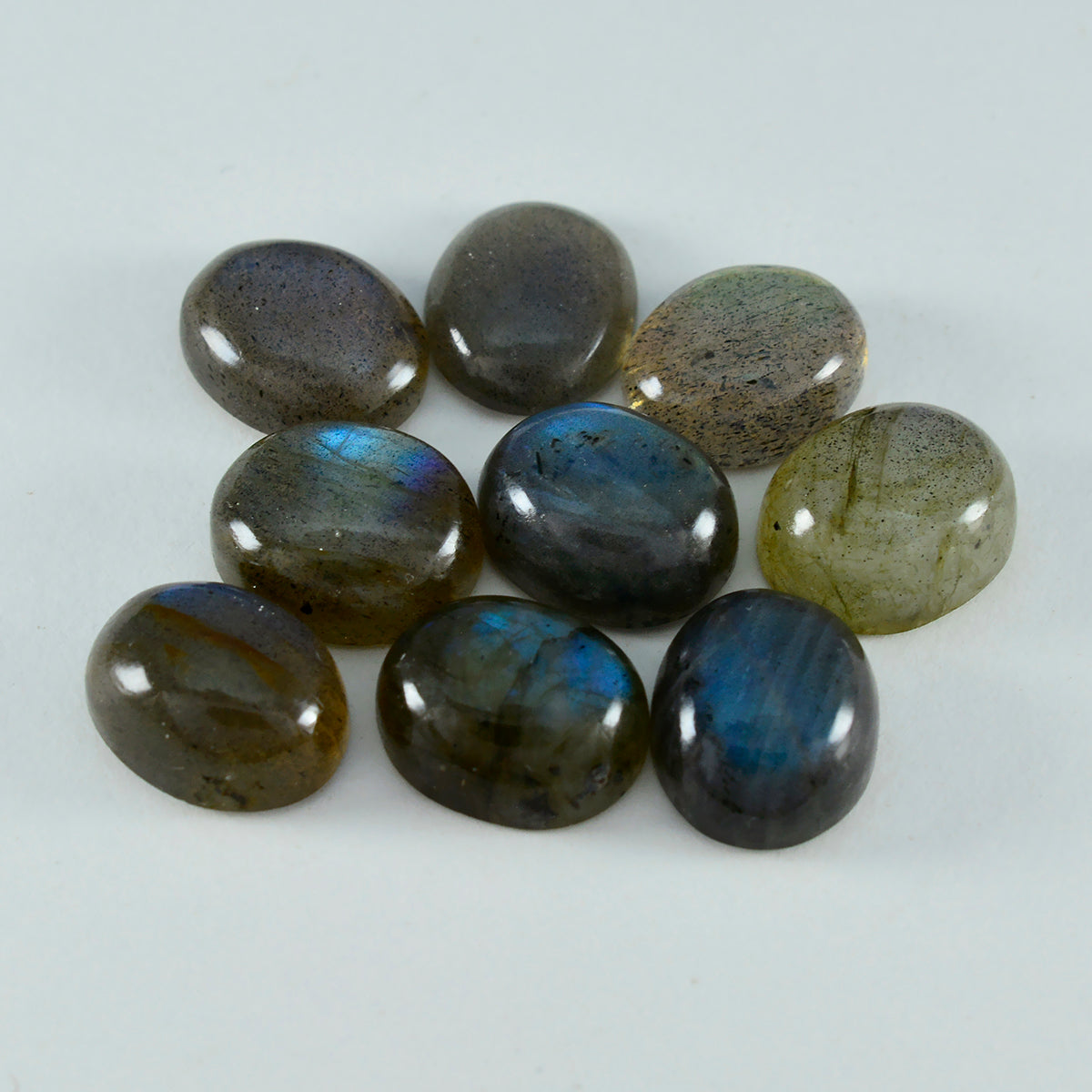 Riyogems 1PC Grey Labradorite Cabochon 10x12 mm Oval Shape good-looking Quality Loose Gems