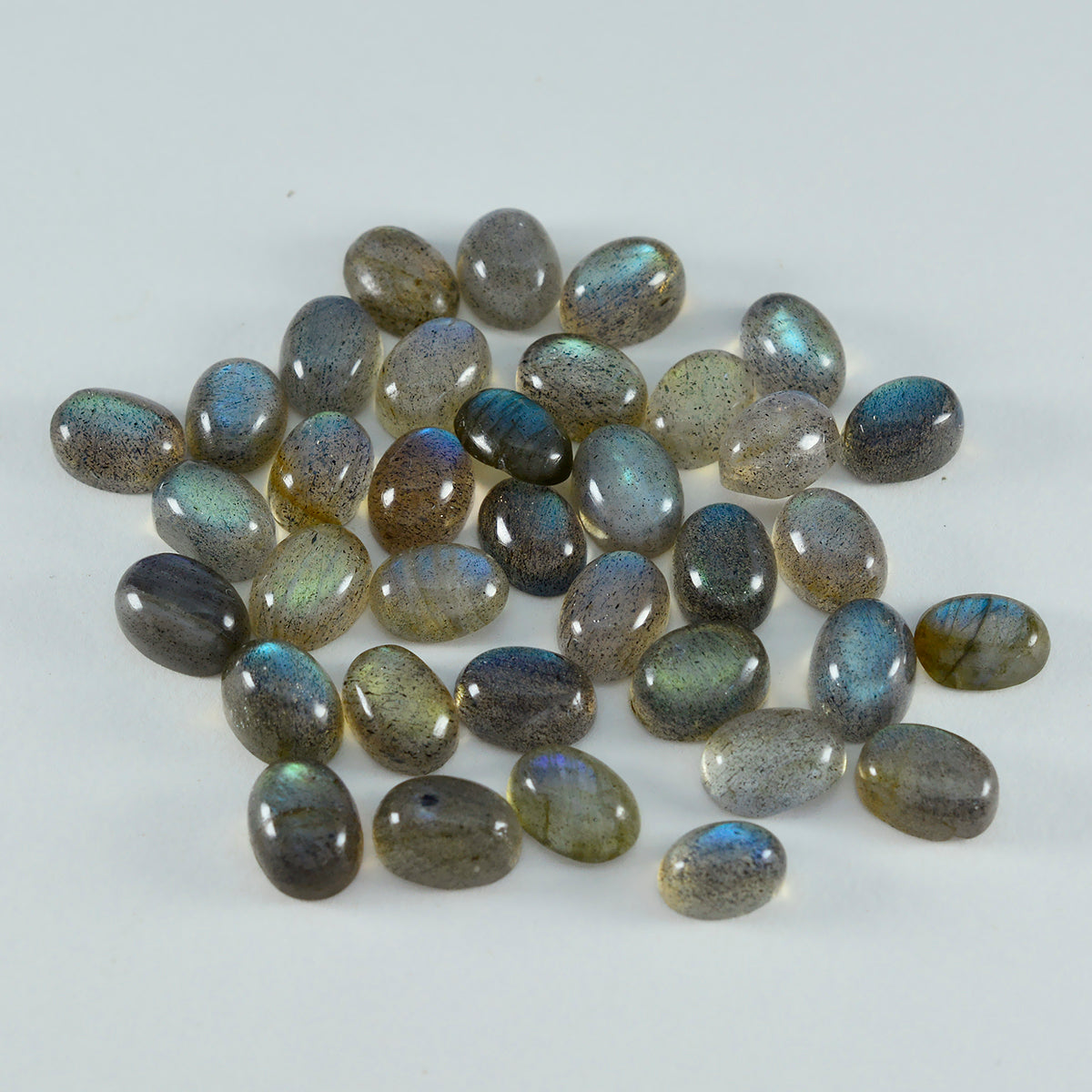 riyogems 1 pz cabochon di labradorite grigia 4x6 mm di forma ovale, pietra preziosa sfusa di buona qualità