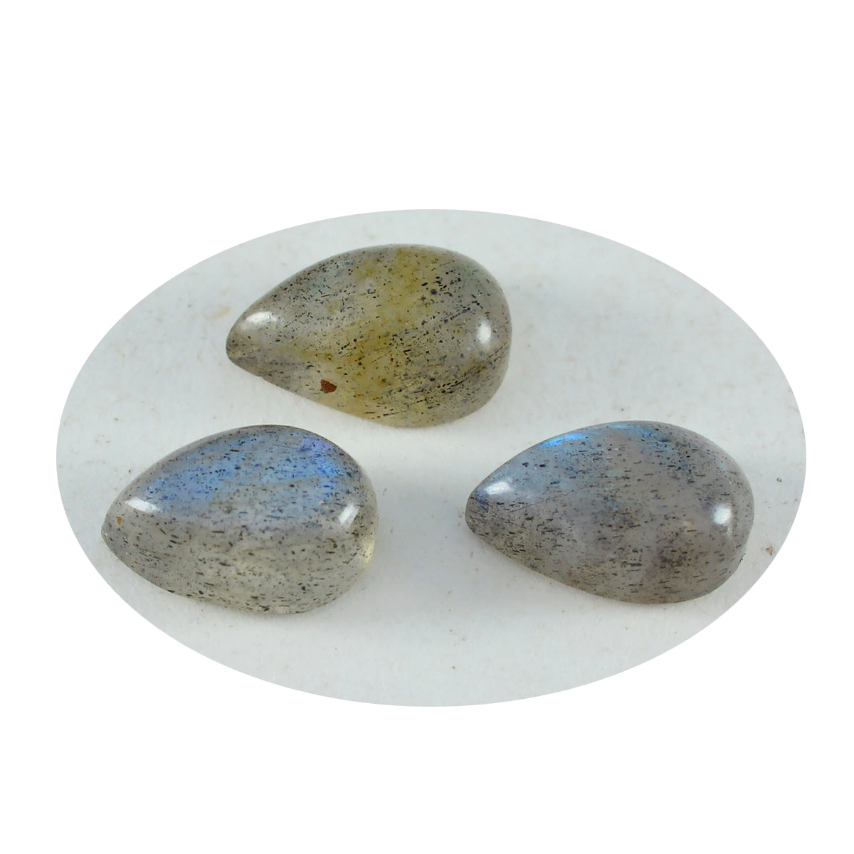 riyogems 1pc cabochon labradorite grise 6x9 mm forme de poire belle pierre précieuse de qualité