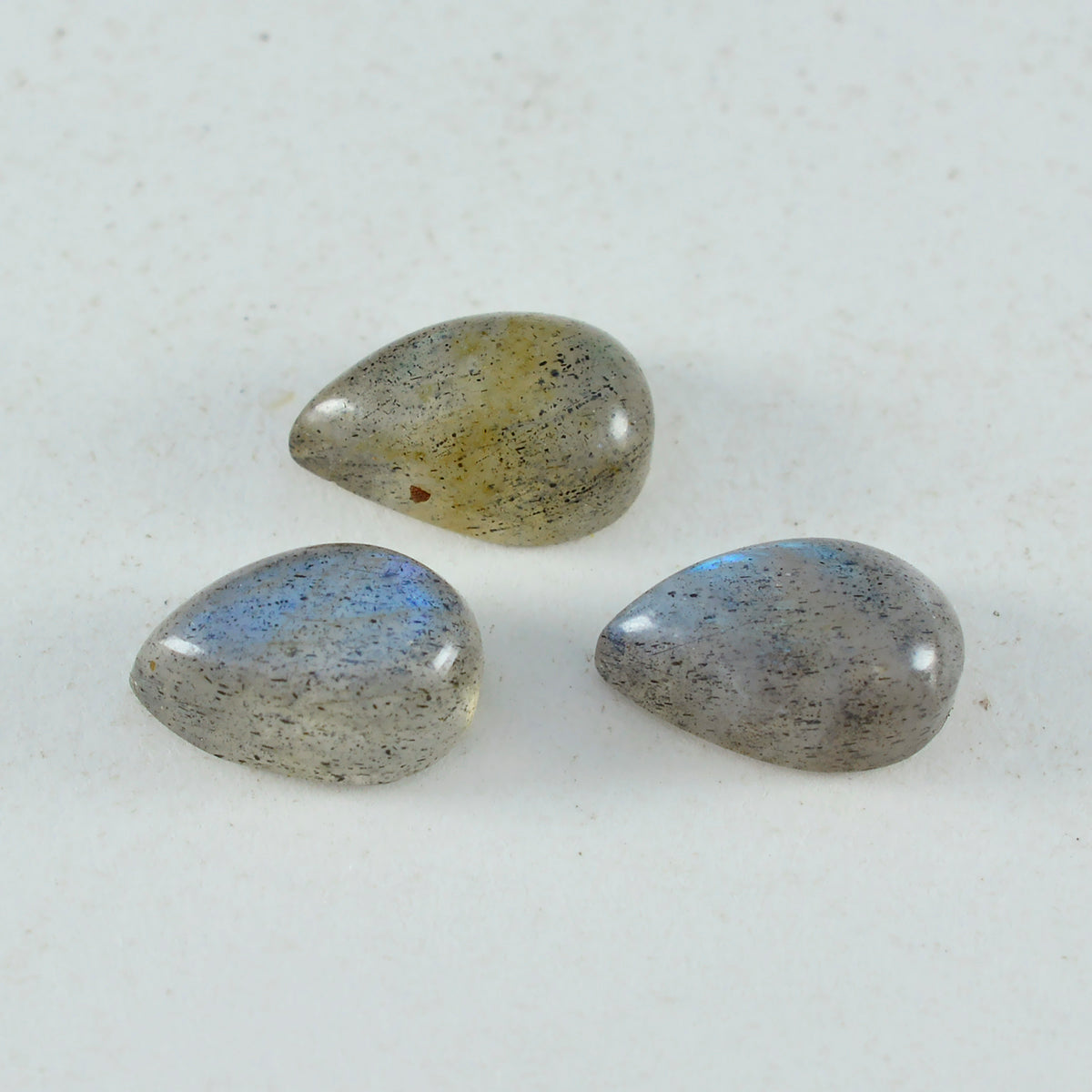 riyogems 1pc cabochon labradorite grise 6x9 mm forme de poire belle pierre précieuse de qualité