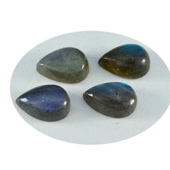 Riyogems 1pc cabochon labradorite gris 8x12 mm forme de poire qualité fantastique pierres précieuses en vrac