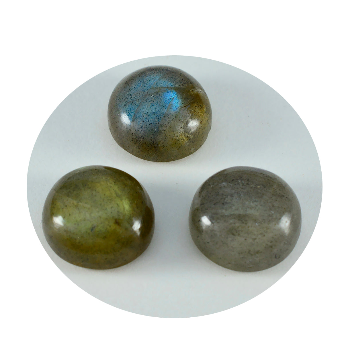 Riyogems 1PC Grey Labradorite Cabochon 13x13 mm Round Shape A+1 Quality Stone