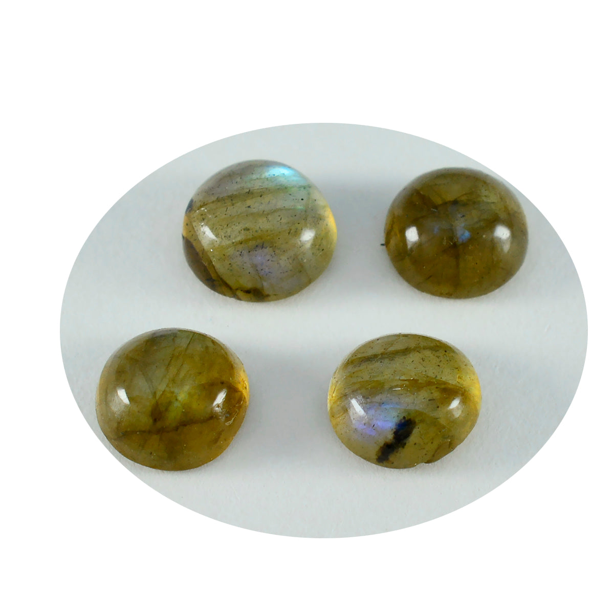 riyogems 1pc cabochon labradorite grise 4x4 mm forme ronde pierres précieuses de superbe qualité