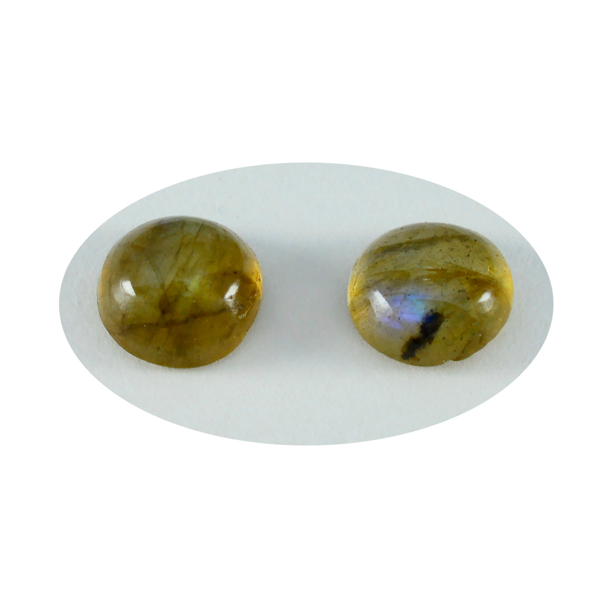 Riyogems 1PC grijze labradoriet cabochon 5x5 mm ronde vorm geweldige kwaliteitssteen