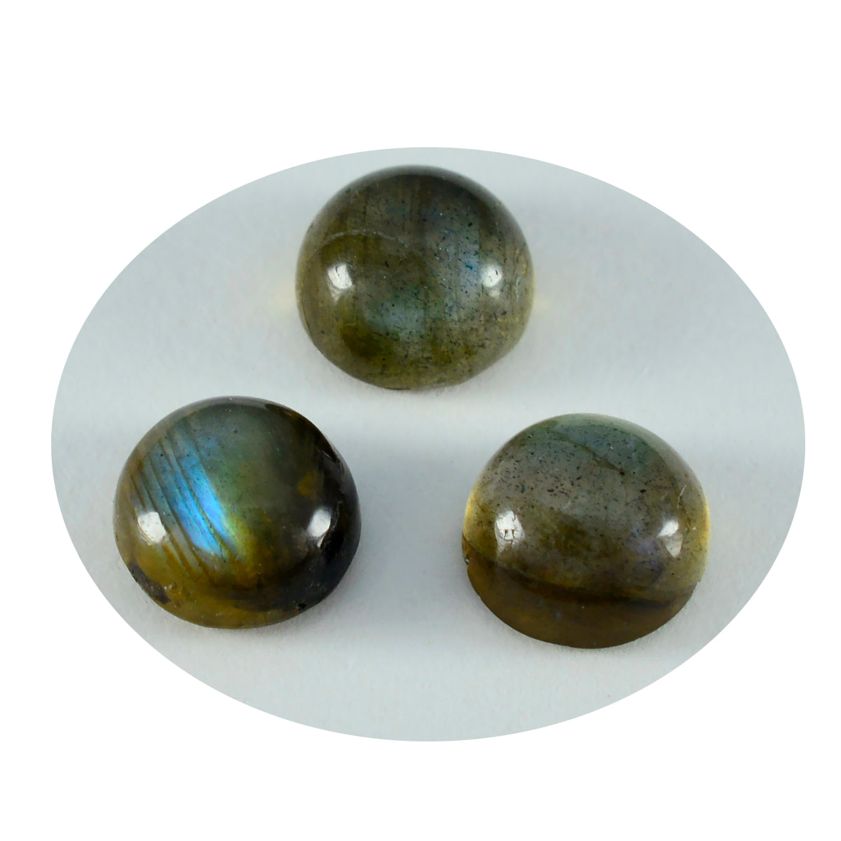 Riyogems 1PC Grey Labradorite Cabochon 7x7 mm Round Shape amazing Quality Loose Gem