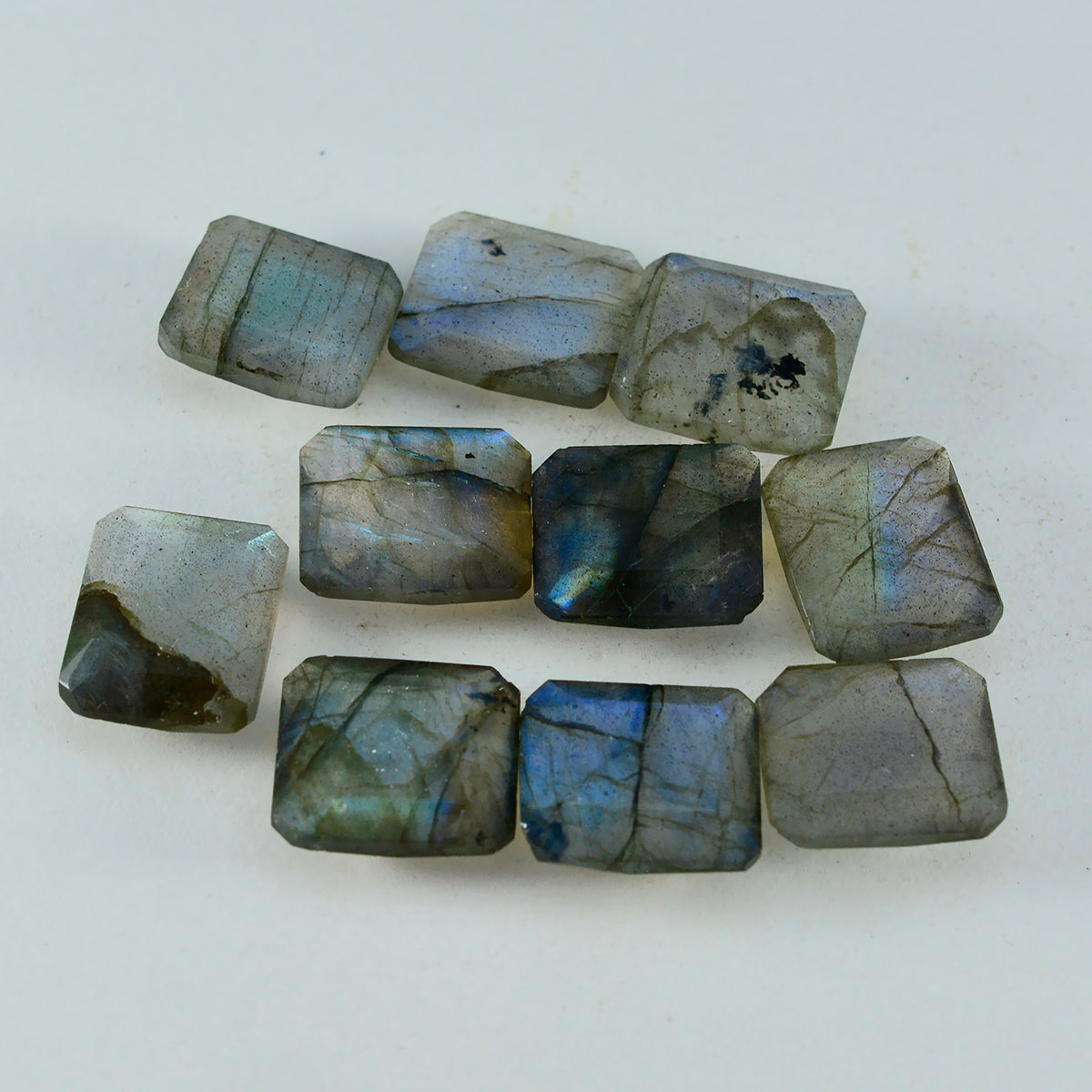 Riyogems 1pc véritable labradorite grise à facettes 12x16mm forme octogonale qualité surprenante pierre précieuse en vrac