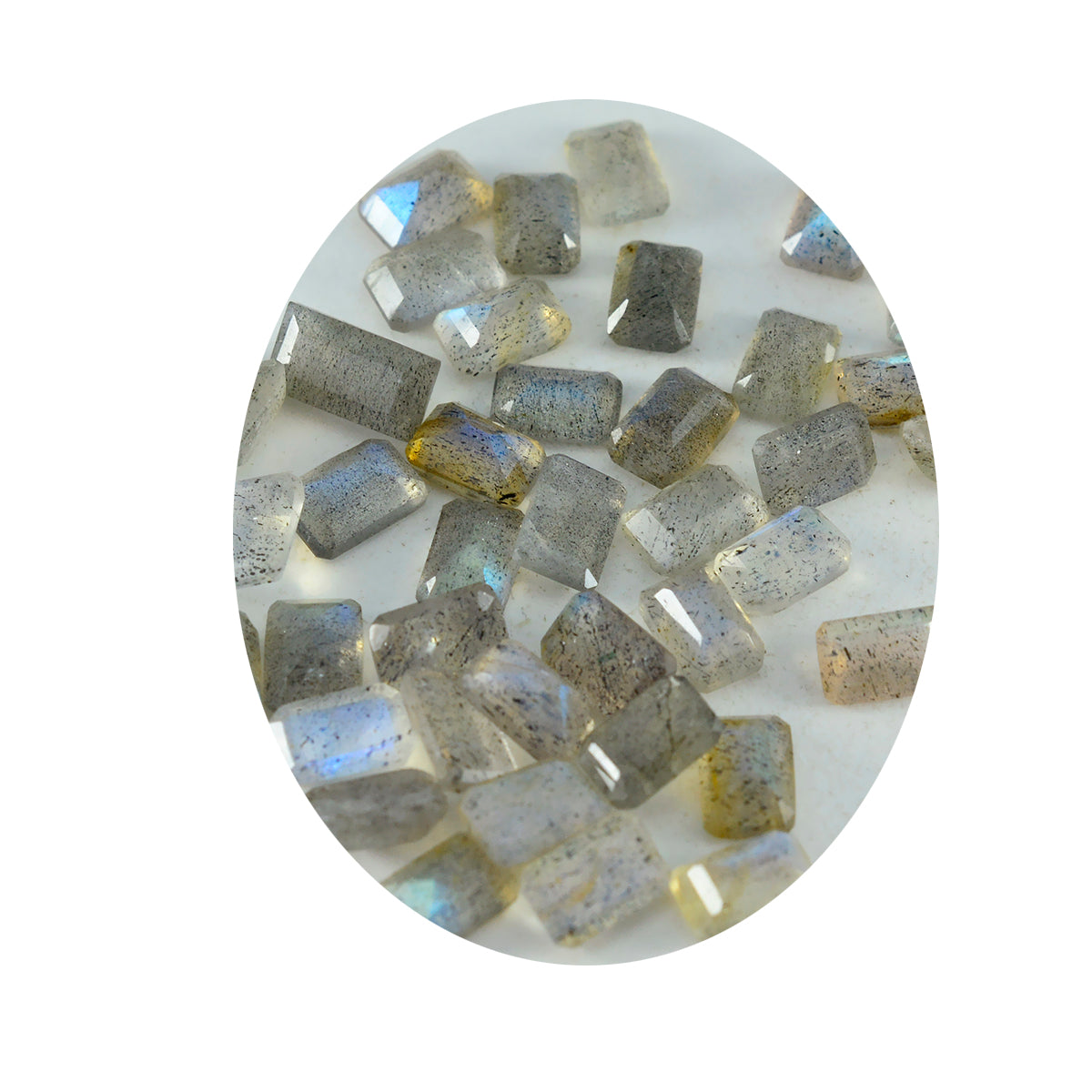 riyogems 1pc ナチュラル グレー ラブラドライト ファセット 4x6 mm 八角形の見栄えの良い品質のルース宝石