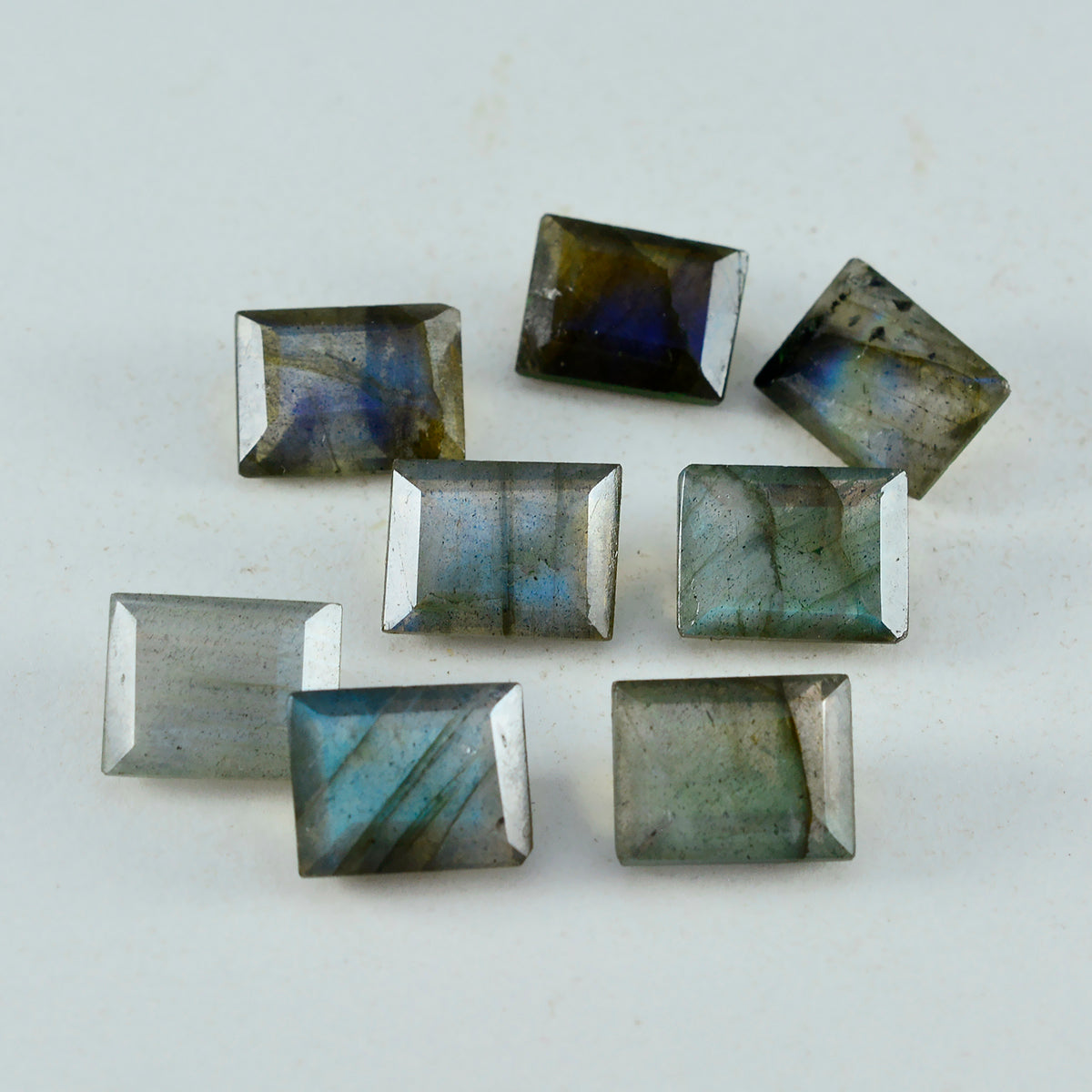 Riyogems 1 pièce de labradorite grise véritable à facettes 8x10mm forme octogonale pierre précieuse de belle qualité