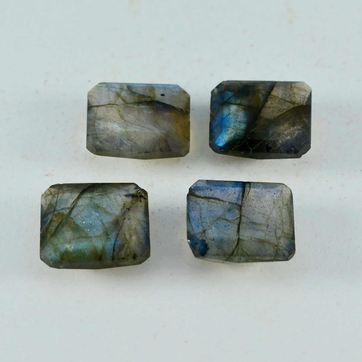 Riyogems 1PC Genuine Grey Labradorite Faceted 9x11 mm Octagon Shape handsome Quality Loose Gem