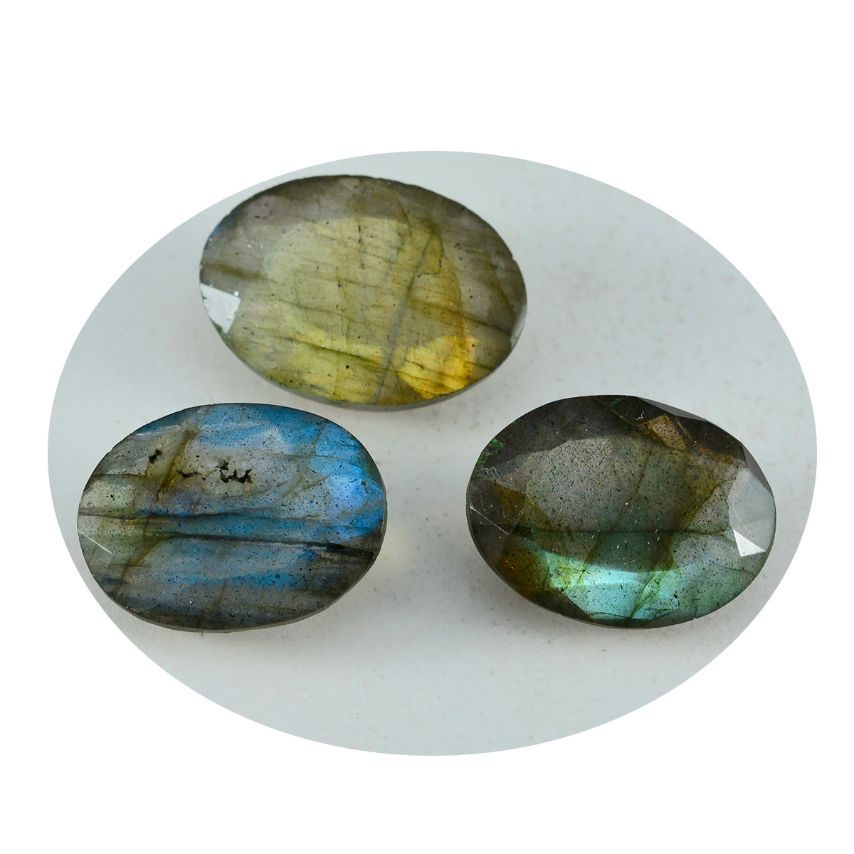 Riyogems 1 pièce labradorite grise naturelle à facettes 10x14mm forme ovale pierre de belle qualité