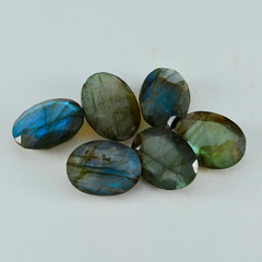 Riyogems 1PC Natural Grey Labradorite Faceted 10x14 mm Oval Shape handsome Quality Stone