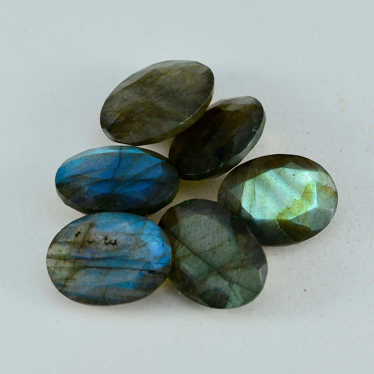 Riyogems 1PC Real Grey Labradorite Faceted 12x16 mm Oval Shape good-looking Quality Gemstone