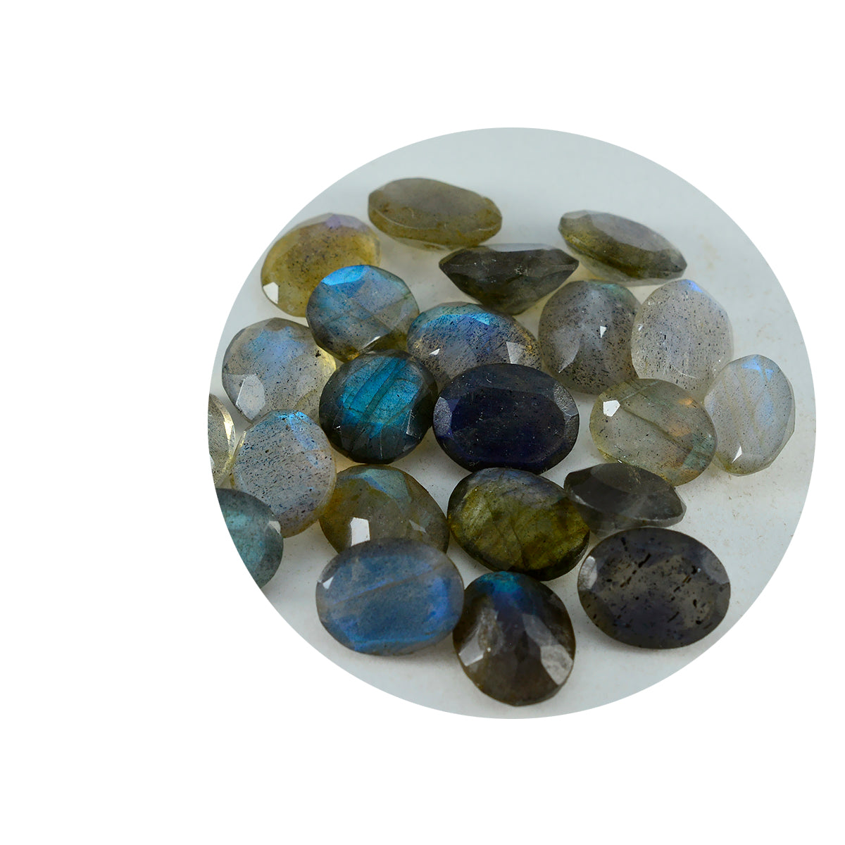 Riyogems 1PC Natural Grey Labradorite Faceted 5x7 mm Oval Shape A1 Quality Loose Gem