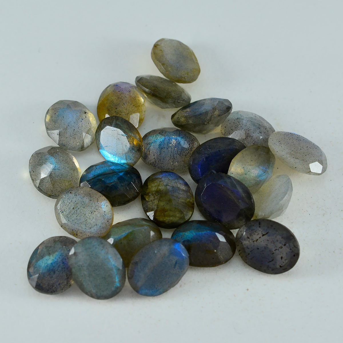 Riyogems 1PC Natural Grey Labradorite Faceted 5x7 mm Oval Shape A1 Quality Loose Gem