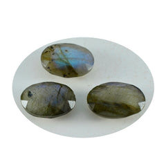 Riyogems 1PC Real Grey Labradorite Faceted 9x11 mm Oval Shape attractive Quality Gem