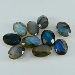 Riyogems 1PC Real Grey Labradorite Faceted 9x11 mm Oval Shape attractive Quality Gem