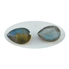 Riyogems 1PC Natural Grey Labradorite Faceted 10x14 mm Pear Shape fantastic Quality Gemstone