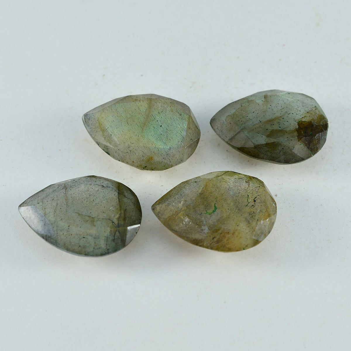 Riyogems 1PC Real Grey Labradorite Faceted 12x16 mm Pear Shape startling Quality Loose Gem