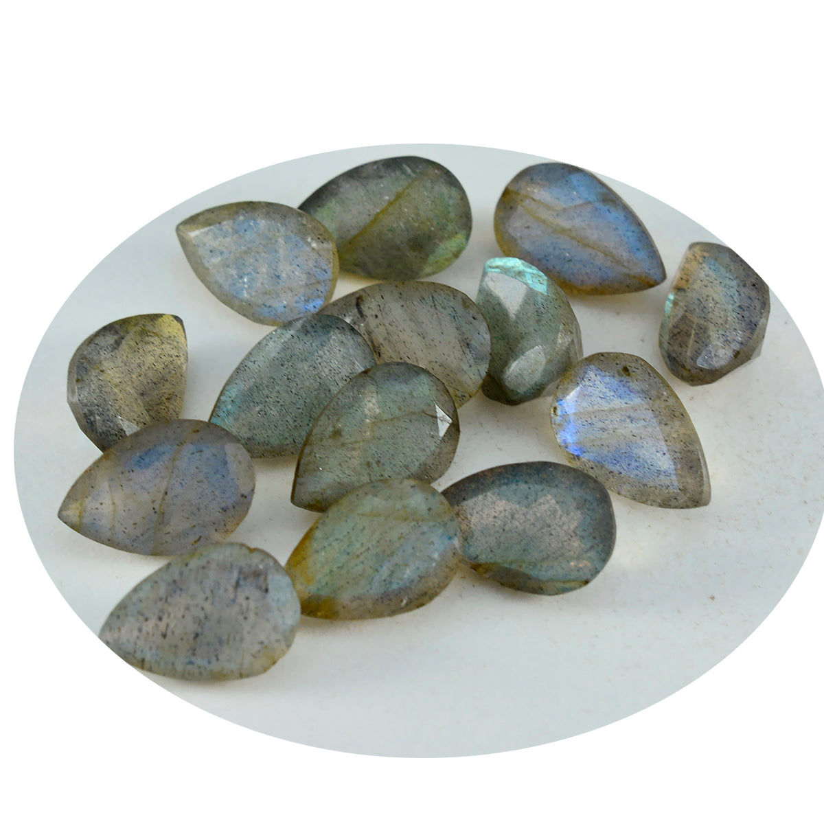 Riyogems 1PC Real Grey Labradorite Faceted 5x7 mm Pear Shape pretty Quality Loose Stone