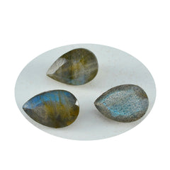 Riyogems 1PC Natural Grey Labradorite Faceted 7x10 mm Pear Shape lovely Quality Gem