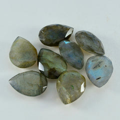 Riyogems 1PC Natural Grey Labradorite Faceted 7x10 mm Pear Shape lovely Quality Gem