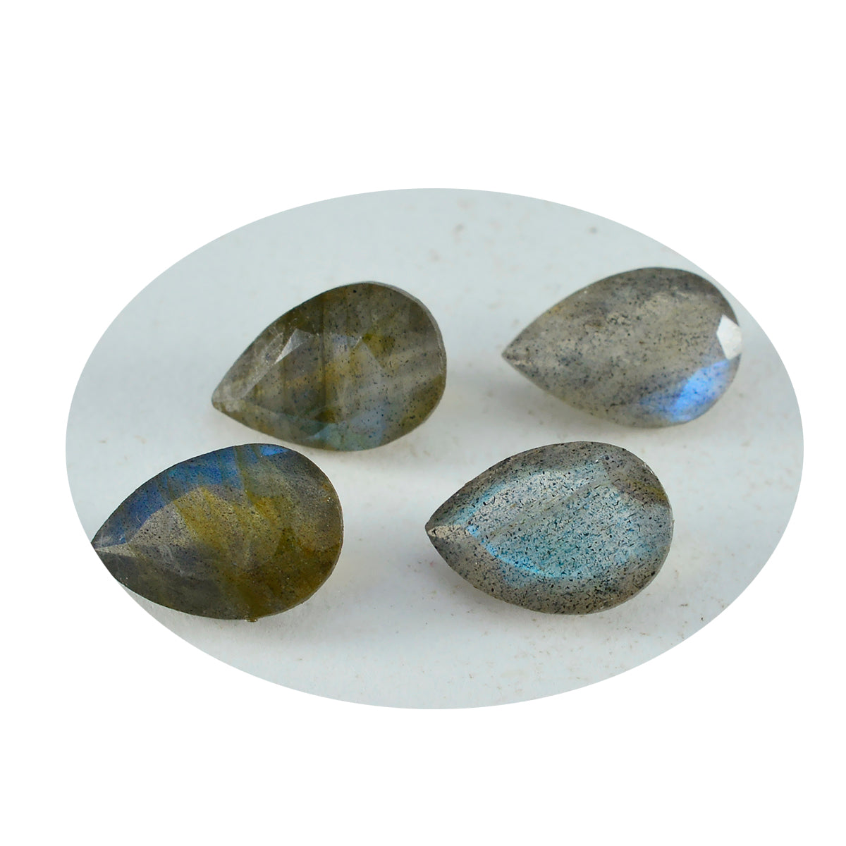 Riyogems 1PC Real Grey Labradorite Faceted 8x12 mm Pear Shape handsome Quality Gems