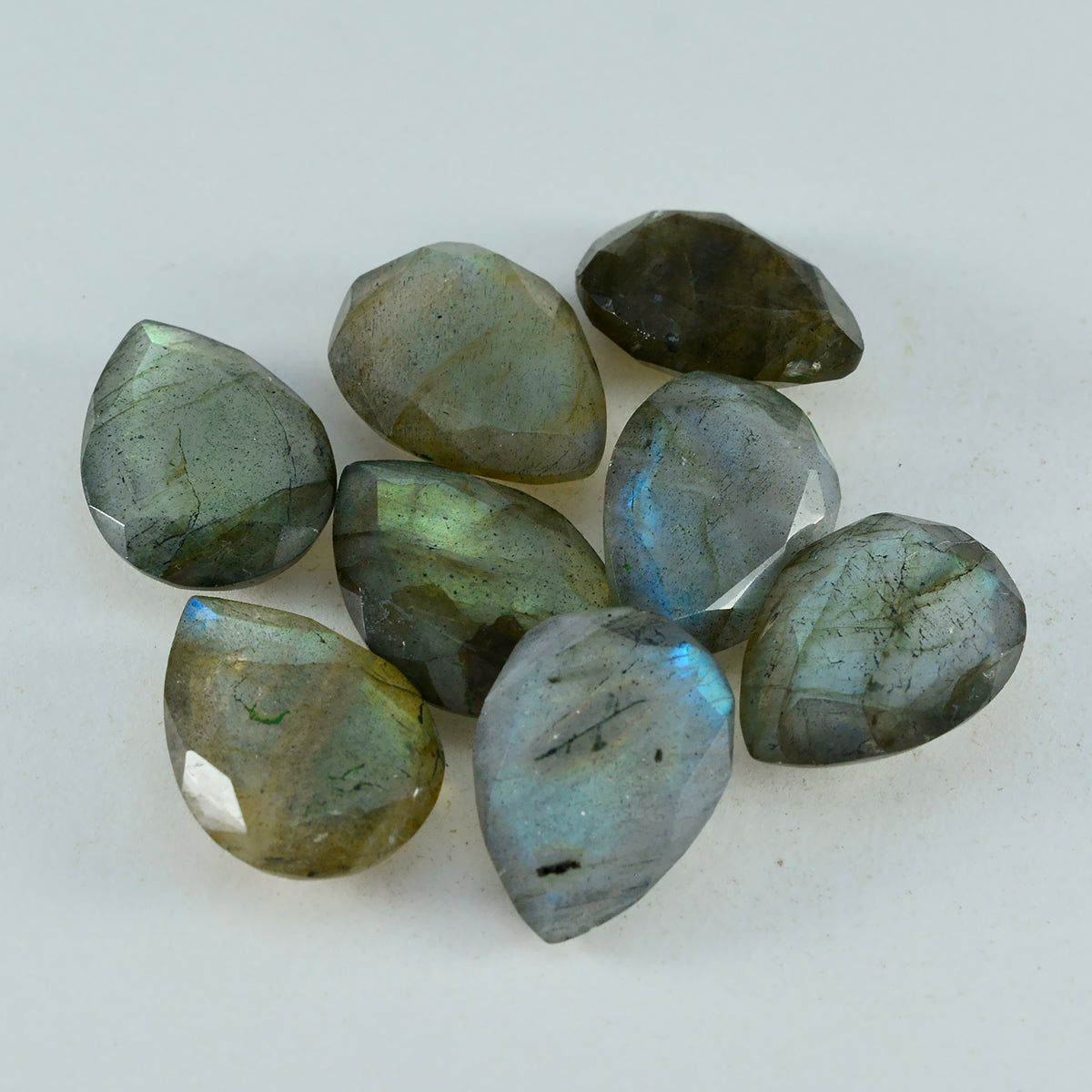 Riyogems 1PC Real Grey Labradorite Faceted 8x12 mm Pear Shape handsome Quality Gems