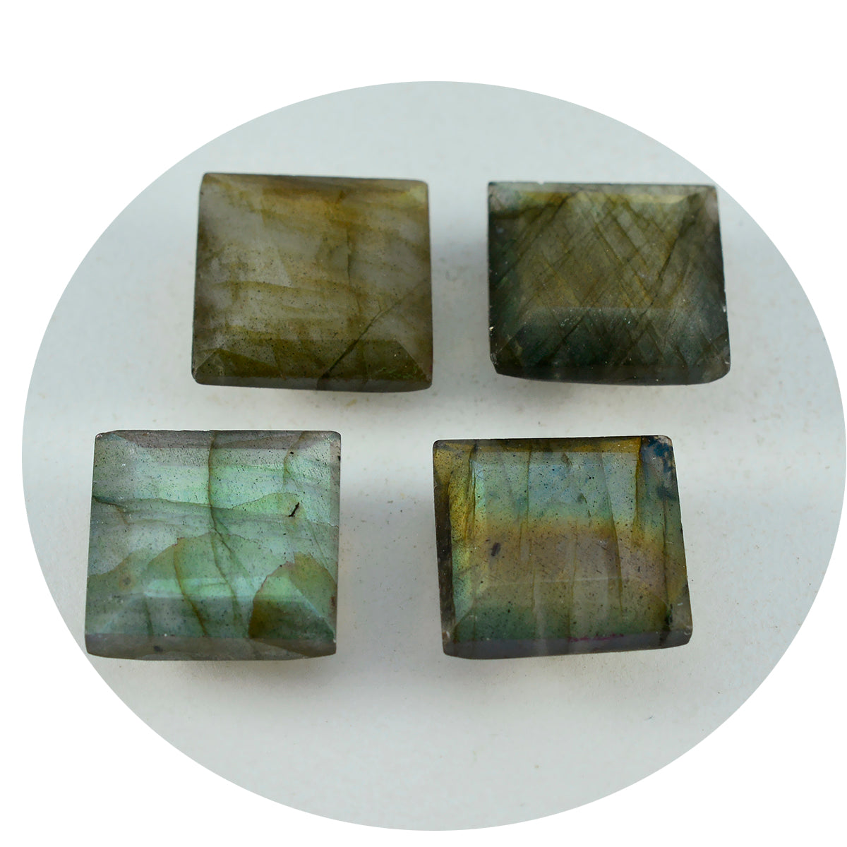 Riyogems 1PC Real Grey Labradorite Faceted 11x11 mm Square Shape nice-looking Quality Gems