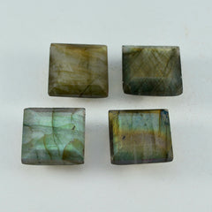Riyogems 1PC Real Grey Labradorite Faceted 11x11 mm Square Shape nice-looking Quality Gems