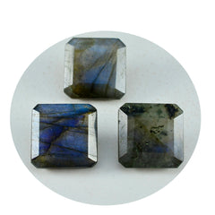 Riyogems 1PC Natural Grey Labradorite Faceted 7x7 mm Square Shape attractive Quality Loose Gems